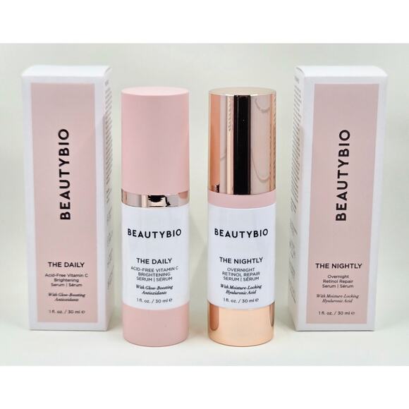 BeautyBio The Daily Vit-C Brightening & Overnight Retinol Serum 1 fl. oz. ea-NIB